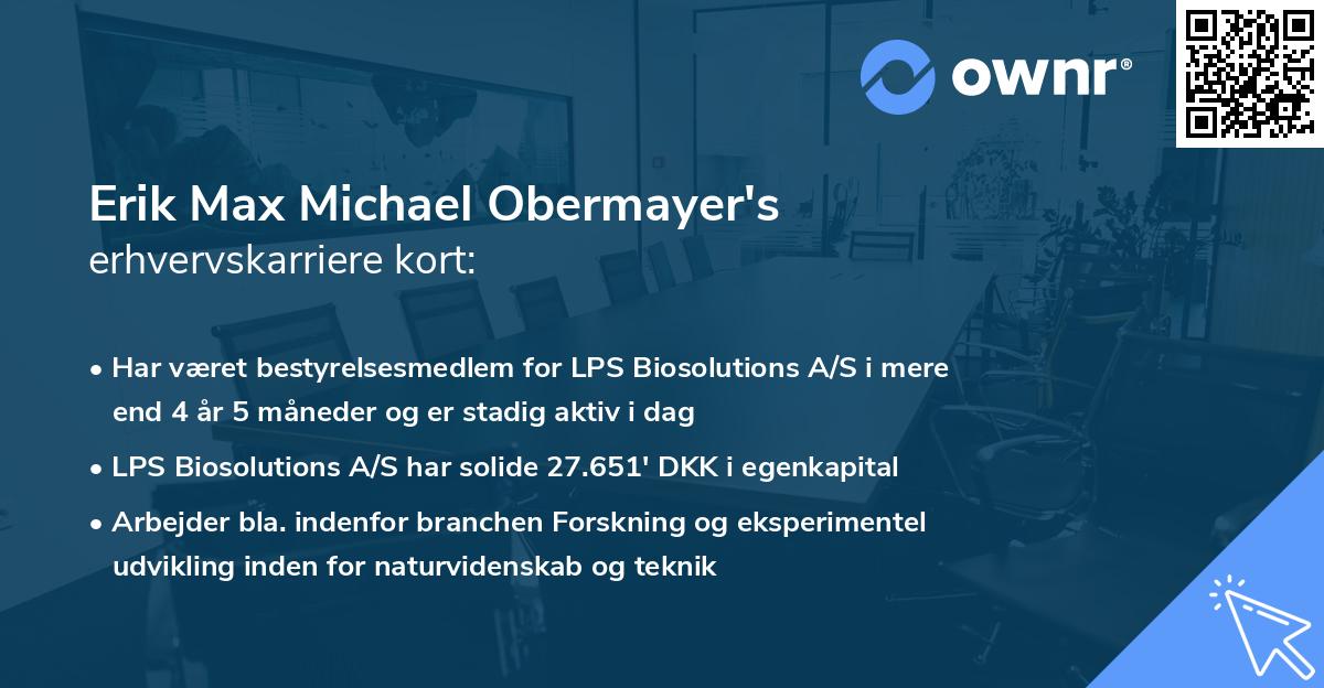 Erik Max Michael Obermayer's erhvervskarriere kort