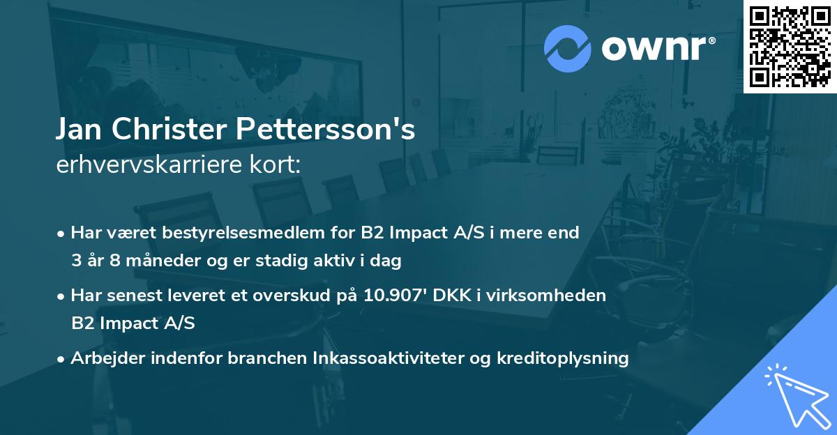 Jan Christer Pettersson's erhvervskarriere kort
