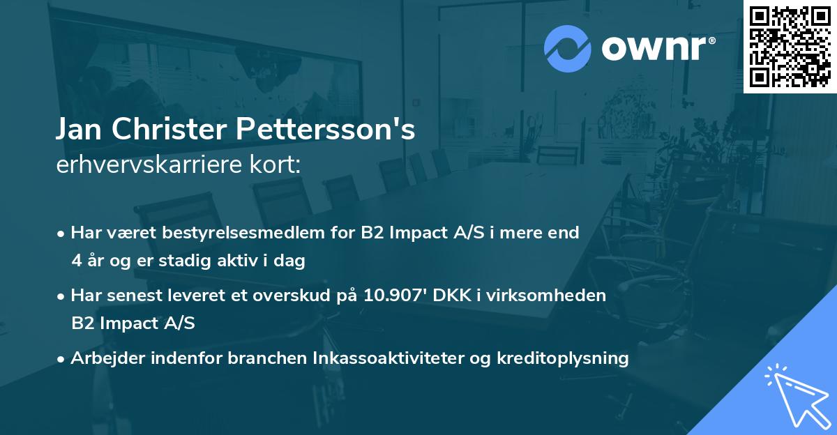 Jan Christer Pettersson's erhvervskarriere kort