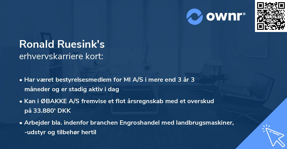 Ronald Ruesink's erhvervskarriere kort