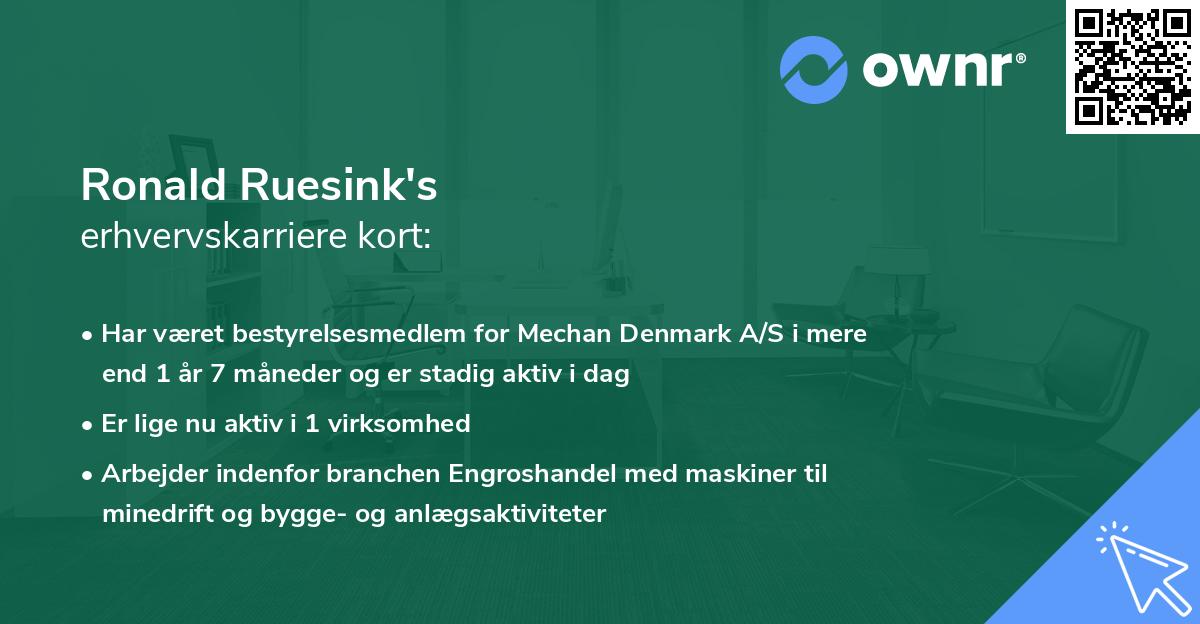 Ronald Ruesink's erhvervskarriere kort