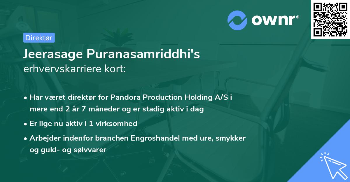 Jeerasage Puranasamriddhi's erhvervskarriere kort