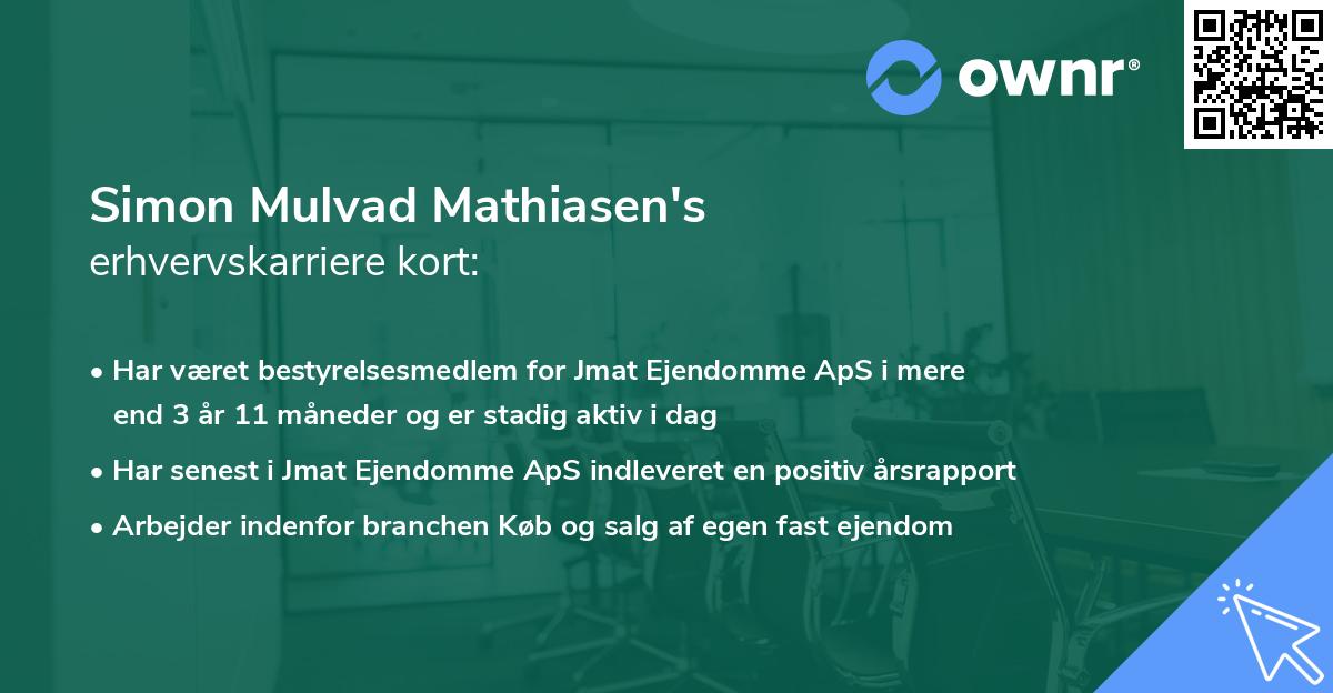 Simon Mulvad Mathiasen's erhvervskarriere kort