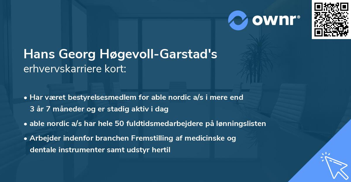 Hans Georg Høgevoll-Garstad's erhvervskarriere kort