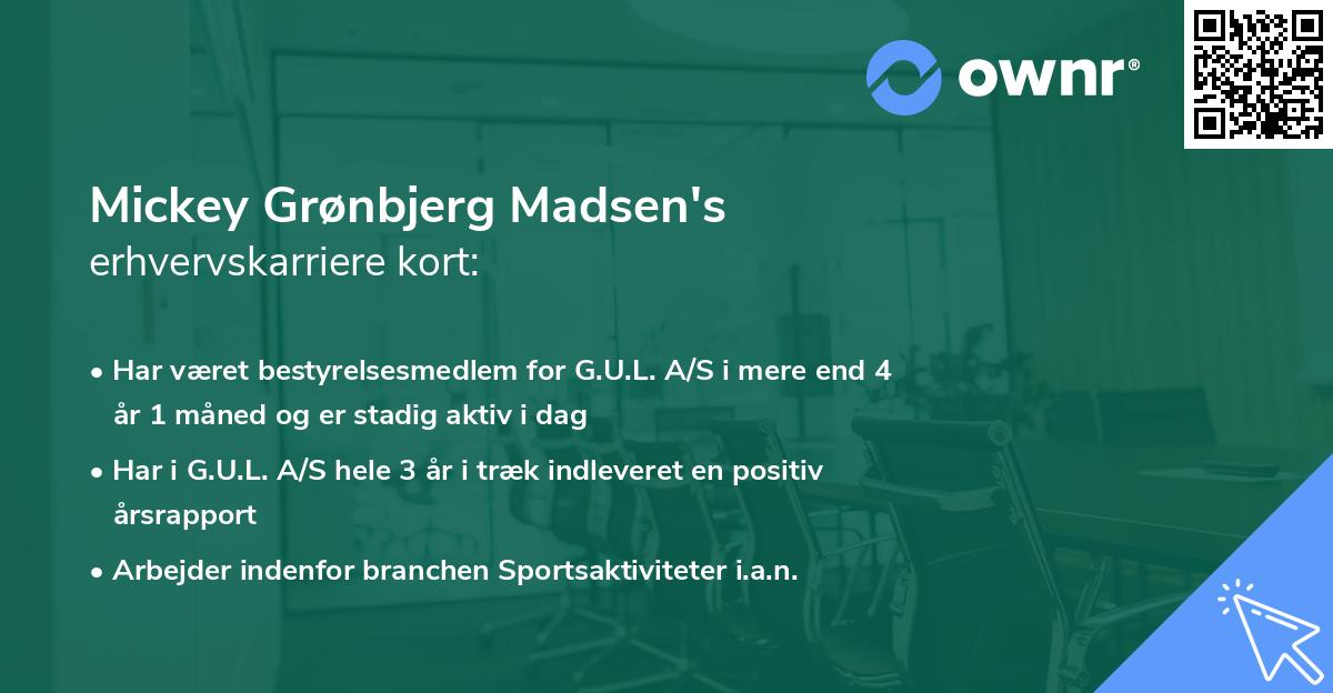 Mickey Grønbjerg Madsen's erhvervskarriere kort