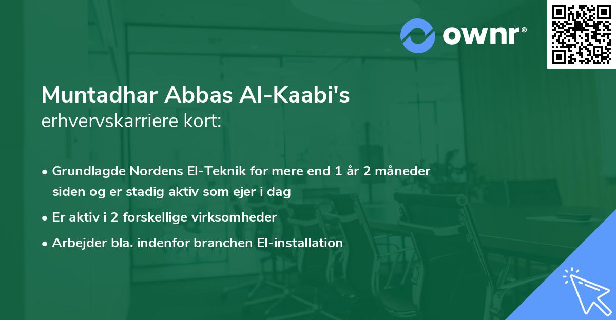 Muntadhar Abbas Al-Kaabi's erhvervskarriere kort