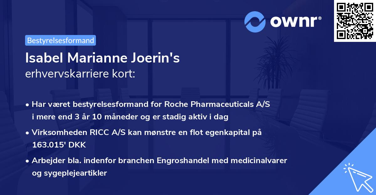 Isabel Marianne Joerin's erhvervskarriere kort