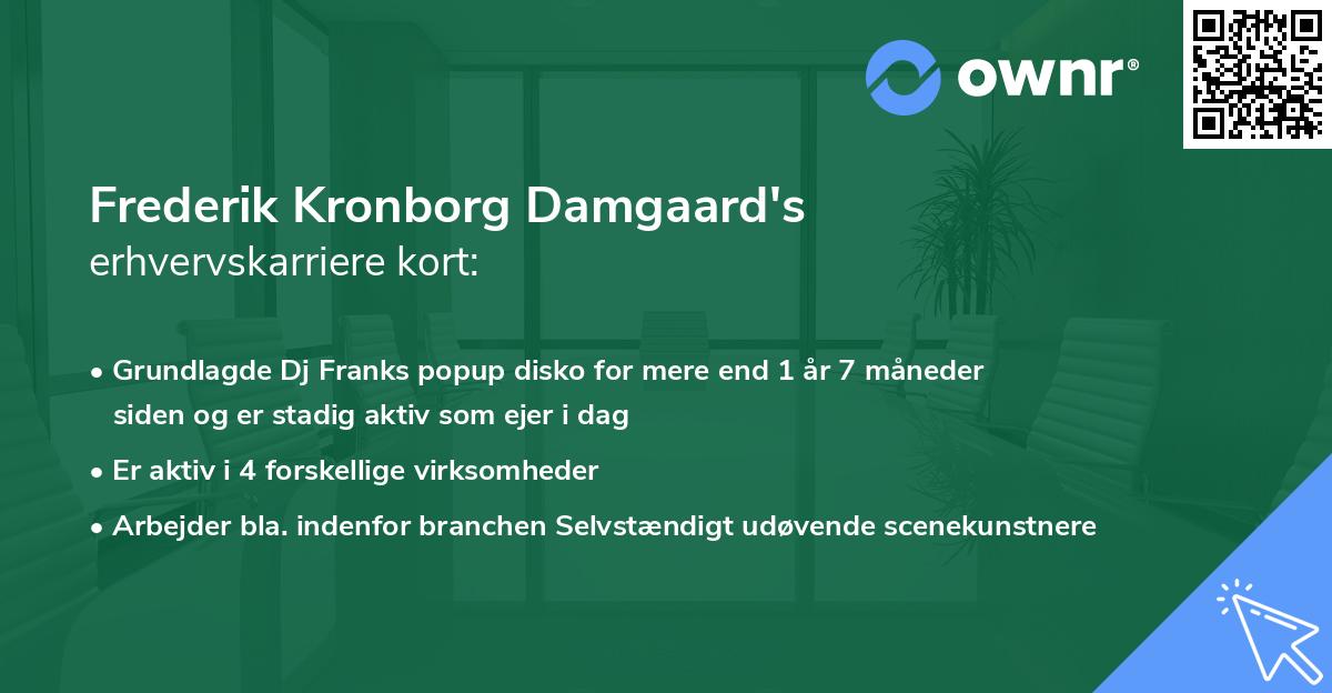 Frederik Kronborg Damgaard's erhvervskarriere kort