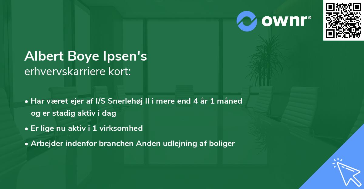 Albert Boye Ipsen's erhvervskarriere kort
