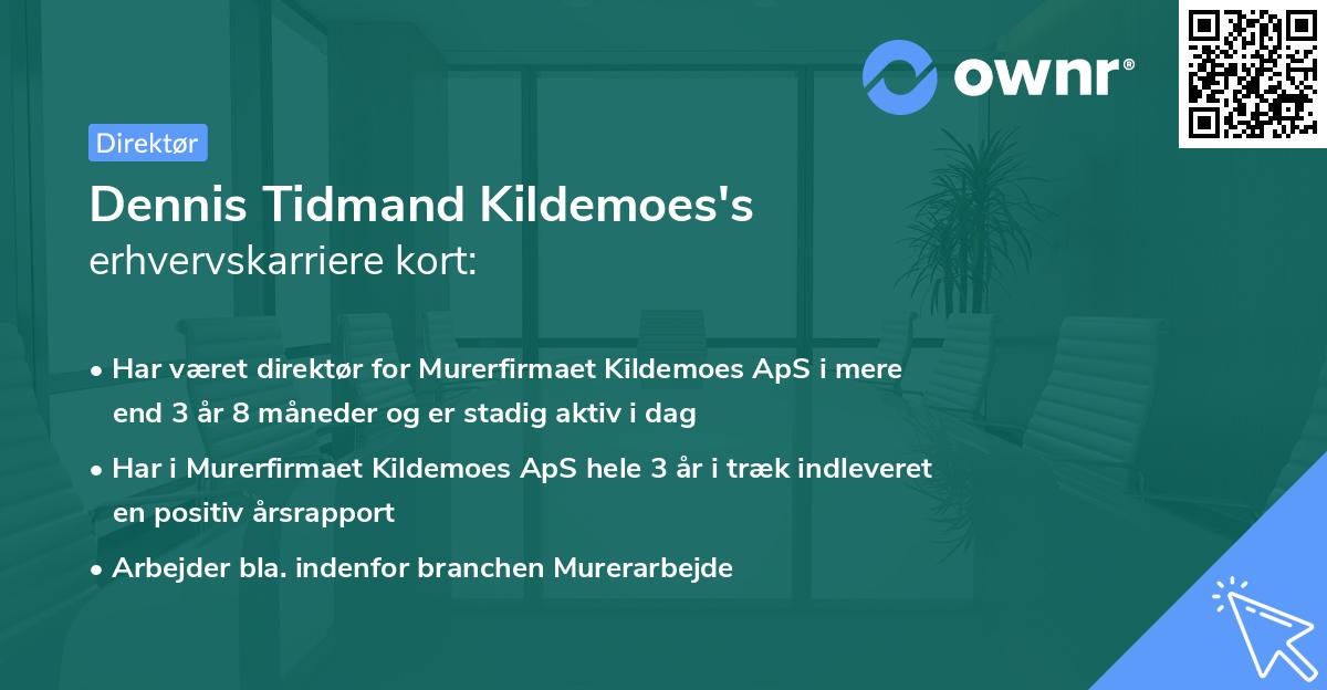 Dennis Tidmand Kildemoes's erhvervskarriere kort