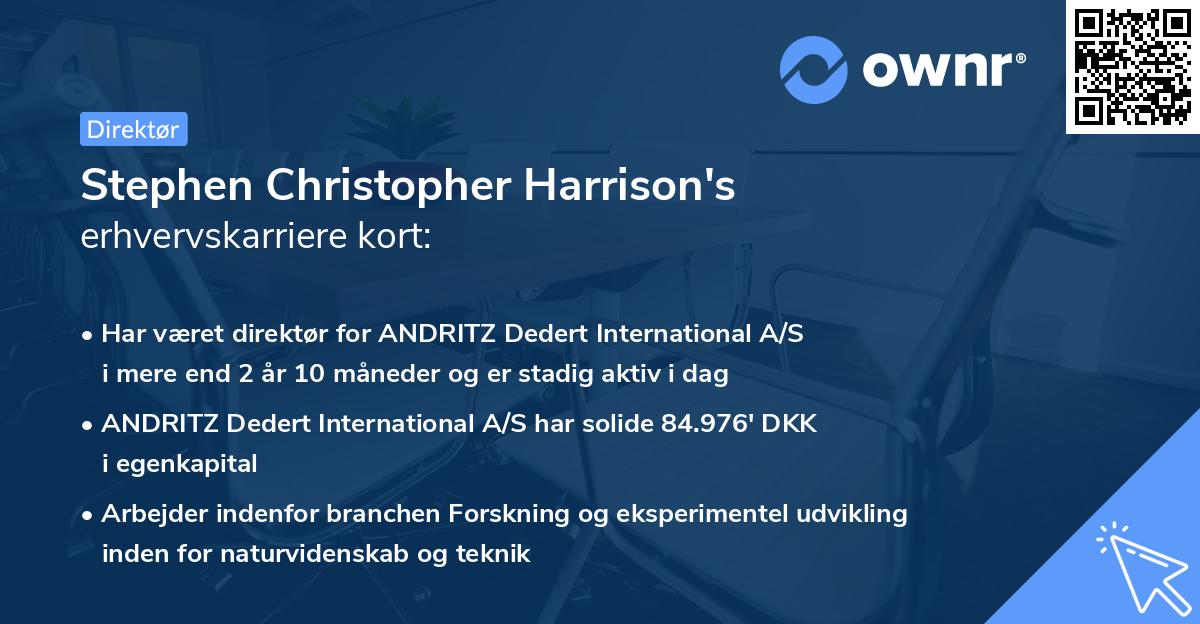 Stephen Christopher Harrison's erhvervskarriere kort
