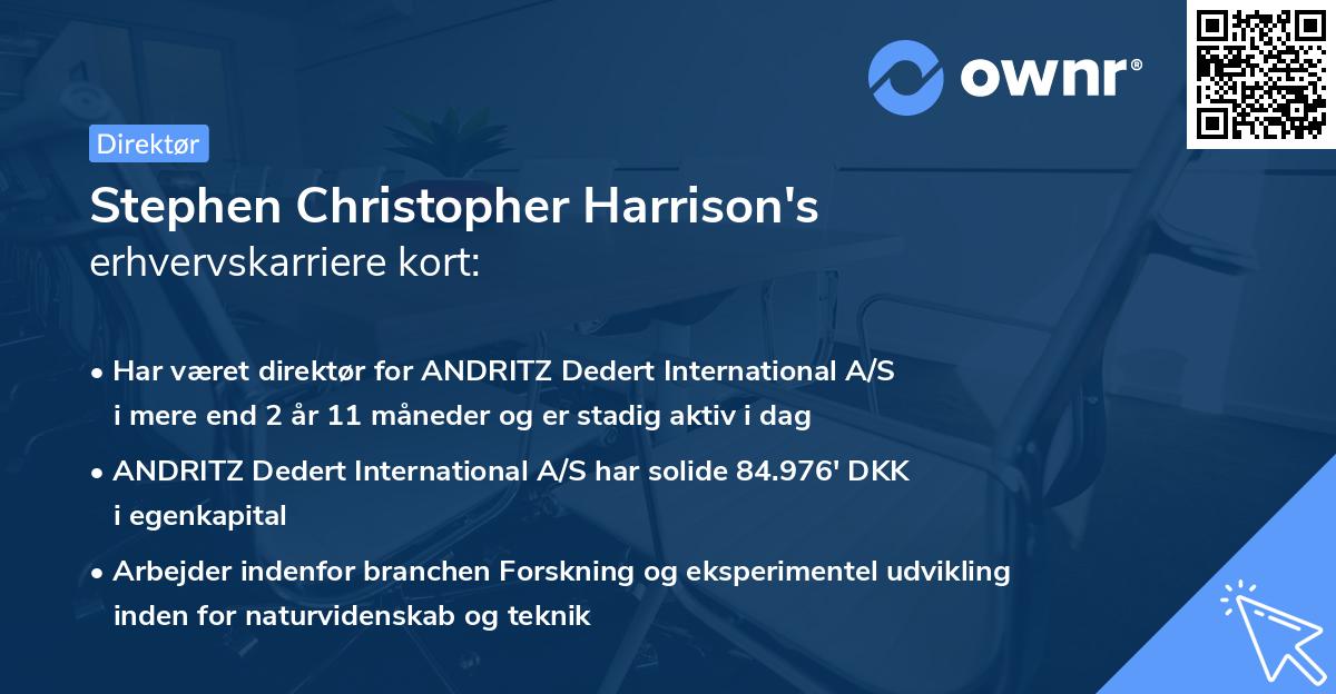 Stephen Christopher Harrison's erhvervskarriere kort