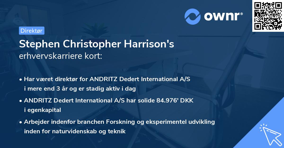Stephen Christopher Harrison's erhvervskarriere kort