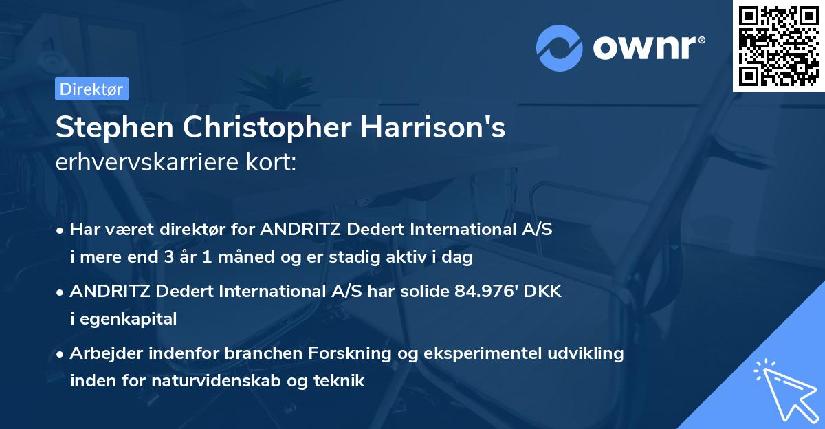 Stephen Christopher Harrison's erhvervskarriere kort