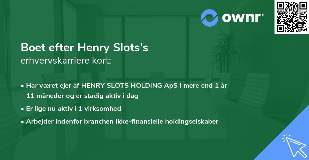 Boet efter Henry Slots's erhvervskarriere kort