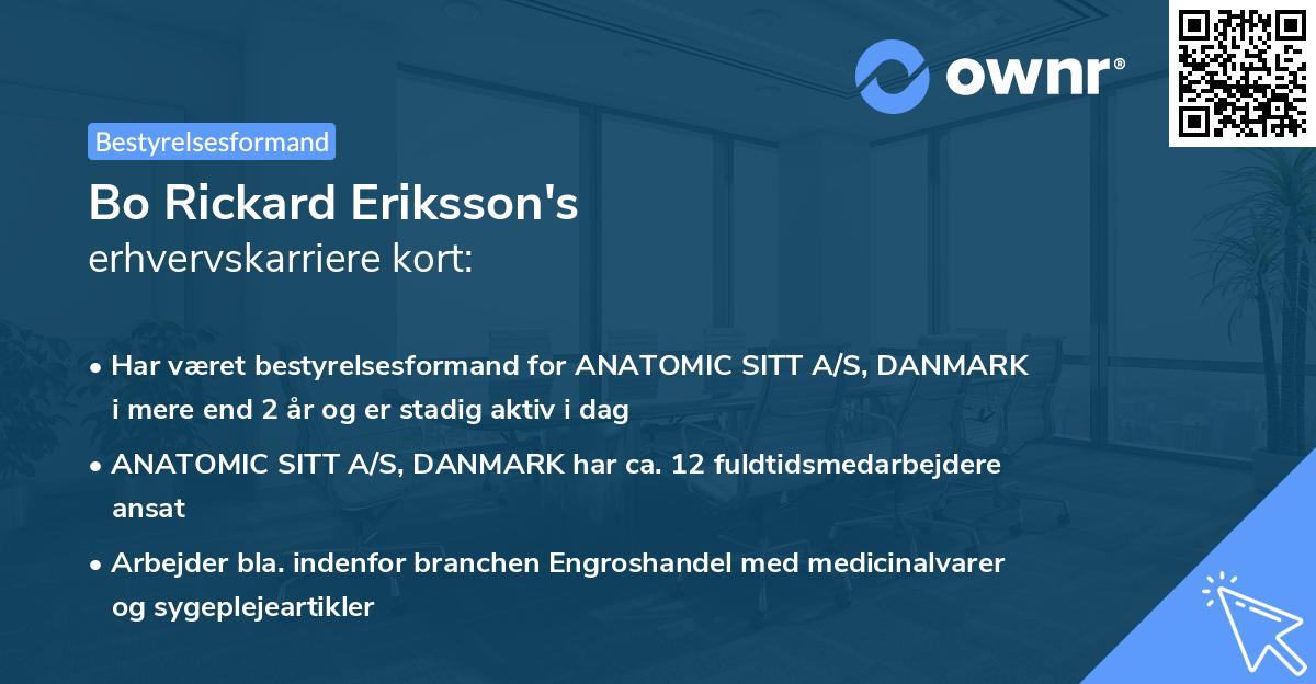 Bo Rickard Eriksson's erhvervskarriere kort