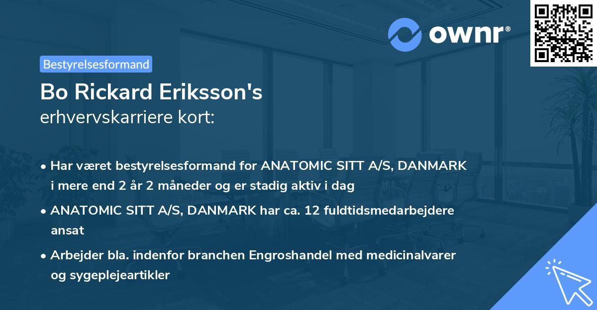 Bo Rickard Eriksson's erhvervskarriere kort
