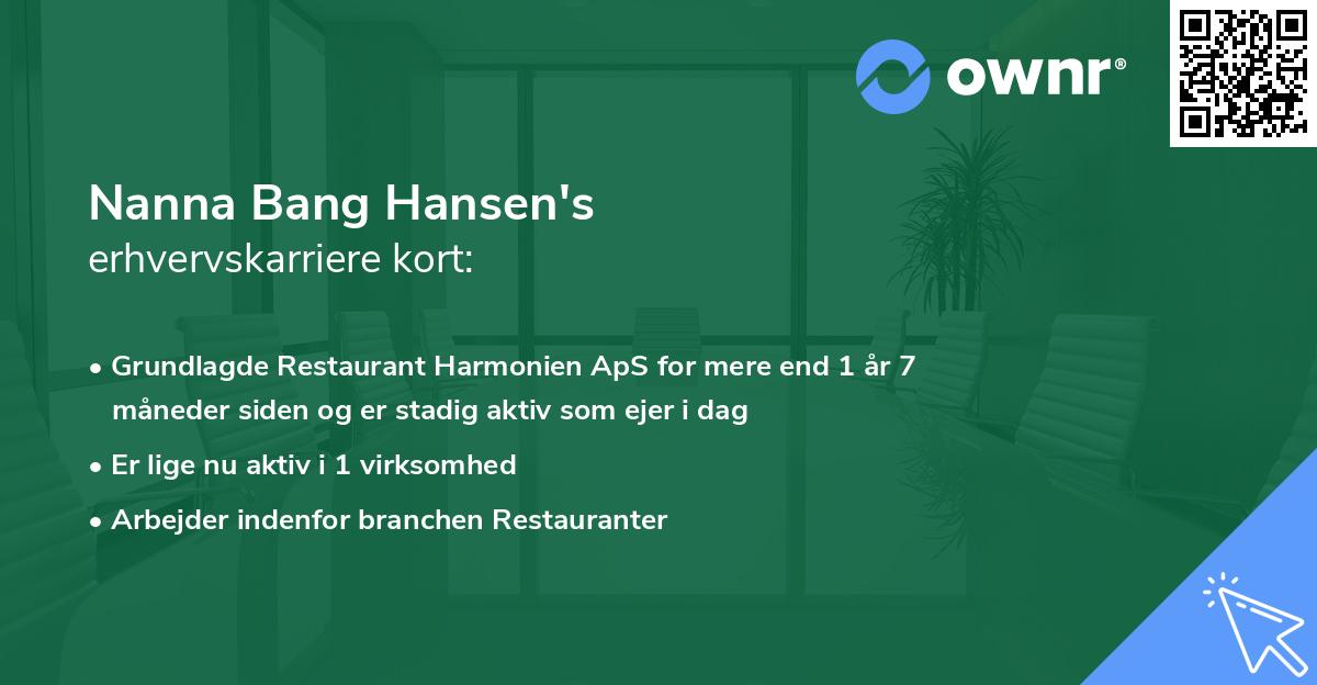 Nanna Bang Hansen's erhvervskarriere kort