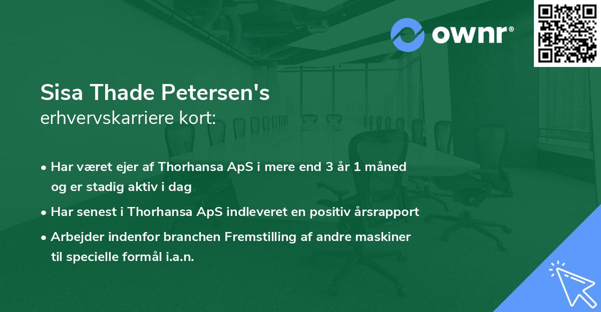 Sisa Thade Petersen's erhvervskarriere kort