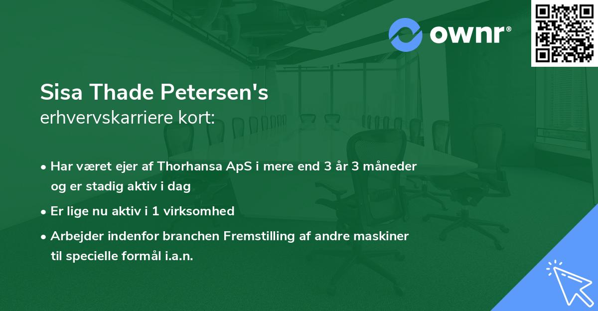 Sisa Thade Petersen's erhvervskarriere kort