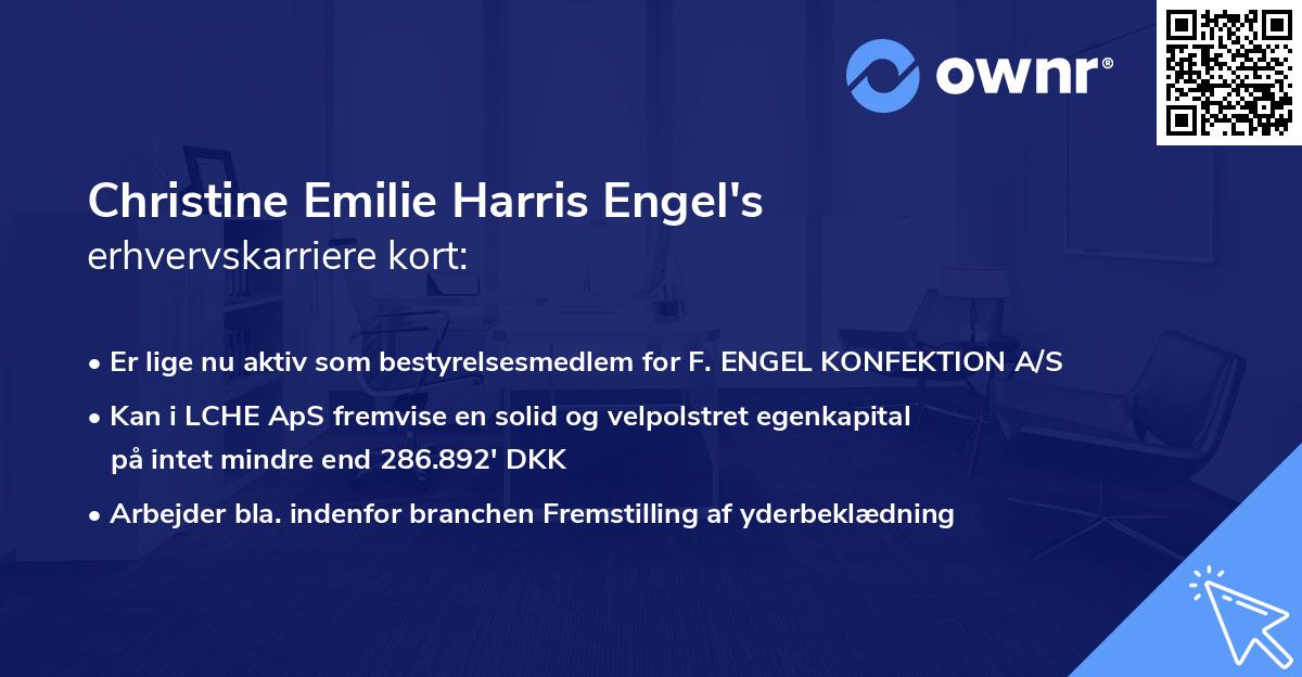 Christine Emilie Harris Engel's erhvervskarriere kort