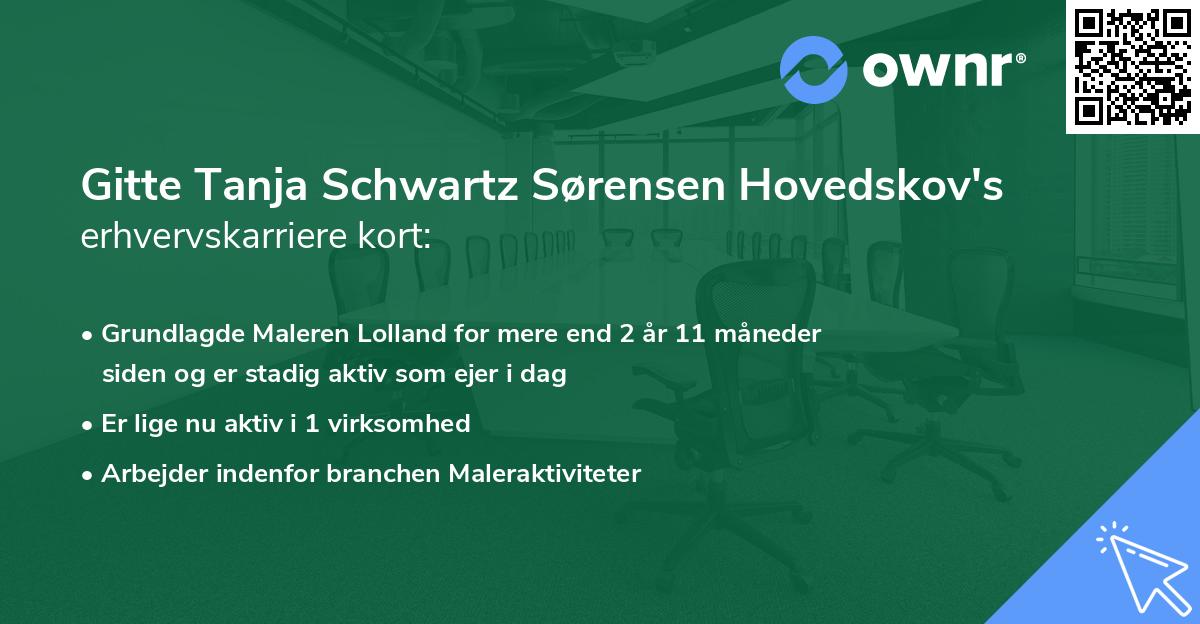 Gitte Tanja Schwartz Sørensen Hovedskov's erhvervskarriere kort