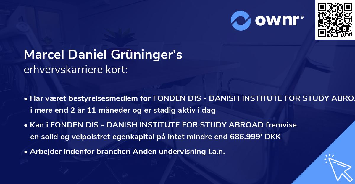 Marcel Daniel Grüninger's erhvervskarriere kort