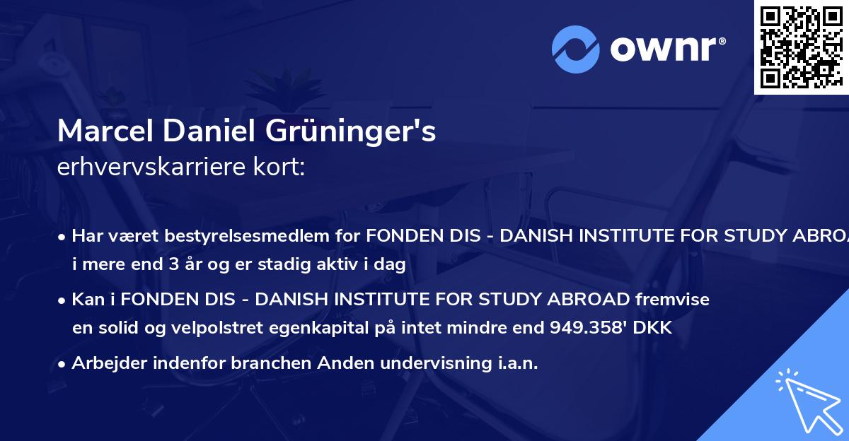 Marcel Daniel Grüninger's erhvervskarriere kort