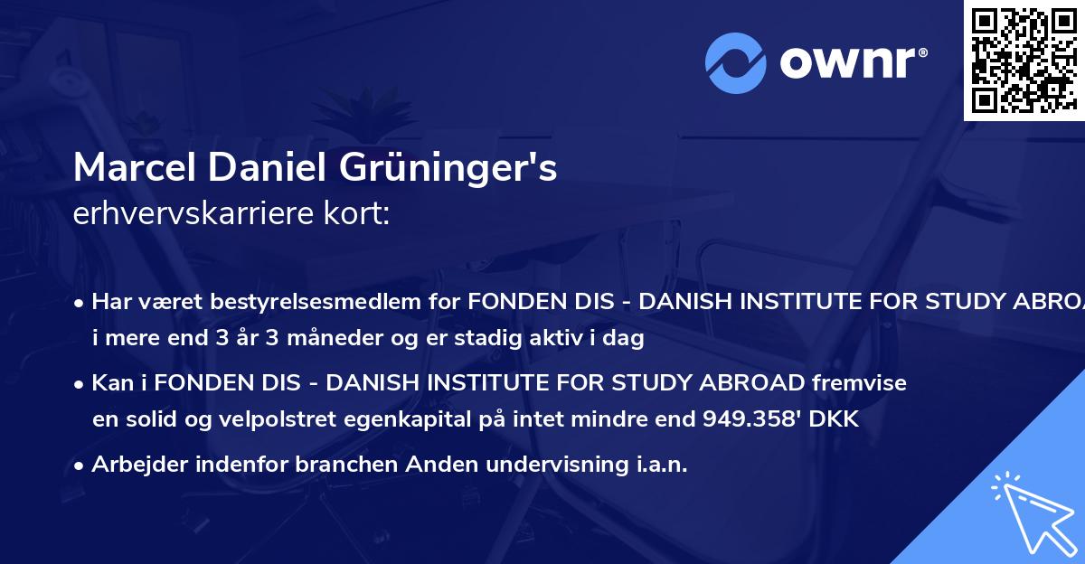 Marcel Daniel Grüninger's erhvervskarriere kort