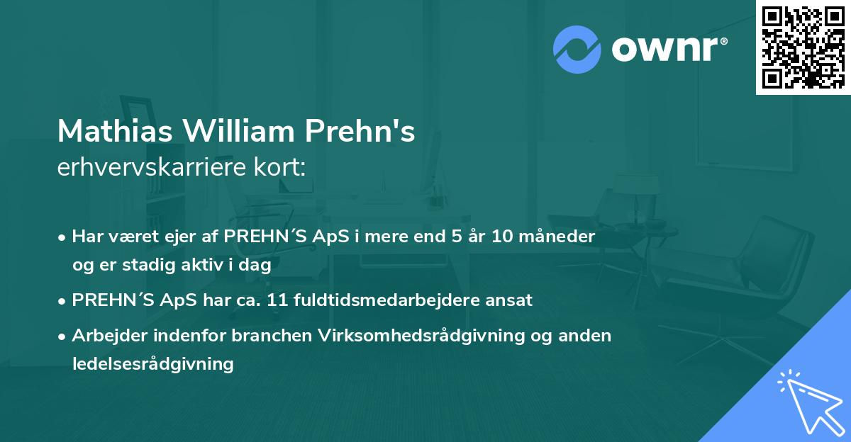Mathias William Prehn's erhvervskarriere kort