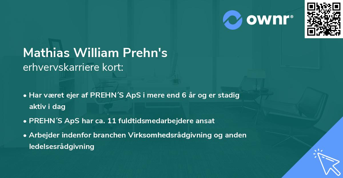 Mathias William Prehn's erhvervskarriere kort