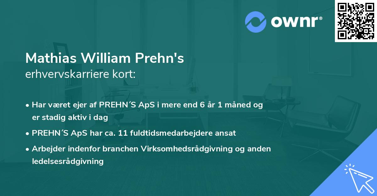 Mathias William Prehn's erhvervskarriere kort