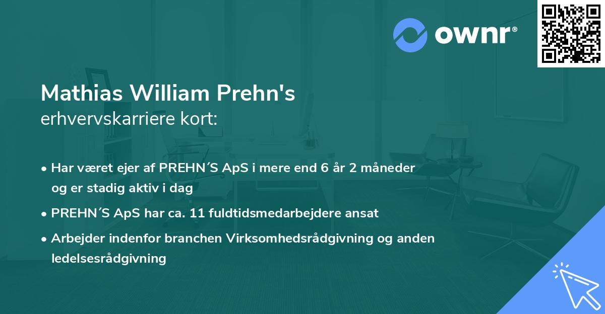 Mathias William Prehn's erhvervskarriere kort