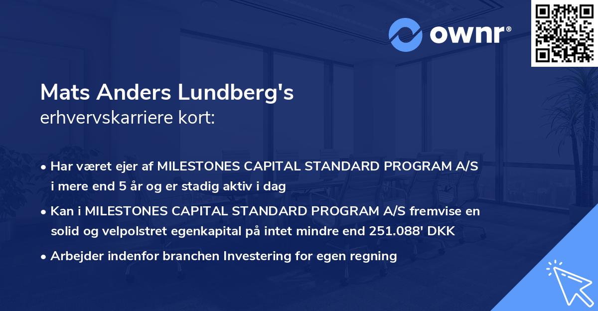 Mats Anders Lundberg's erhvervskarriere kort