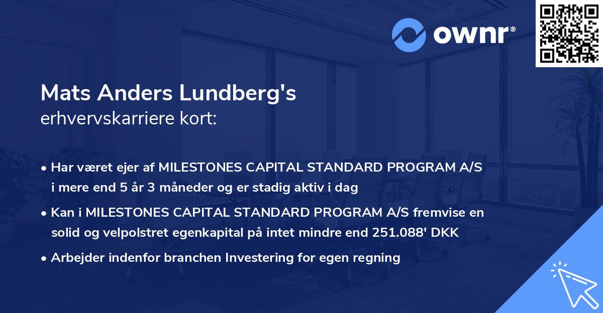 Mats Anders Lundberg's erhvervskarriere kort