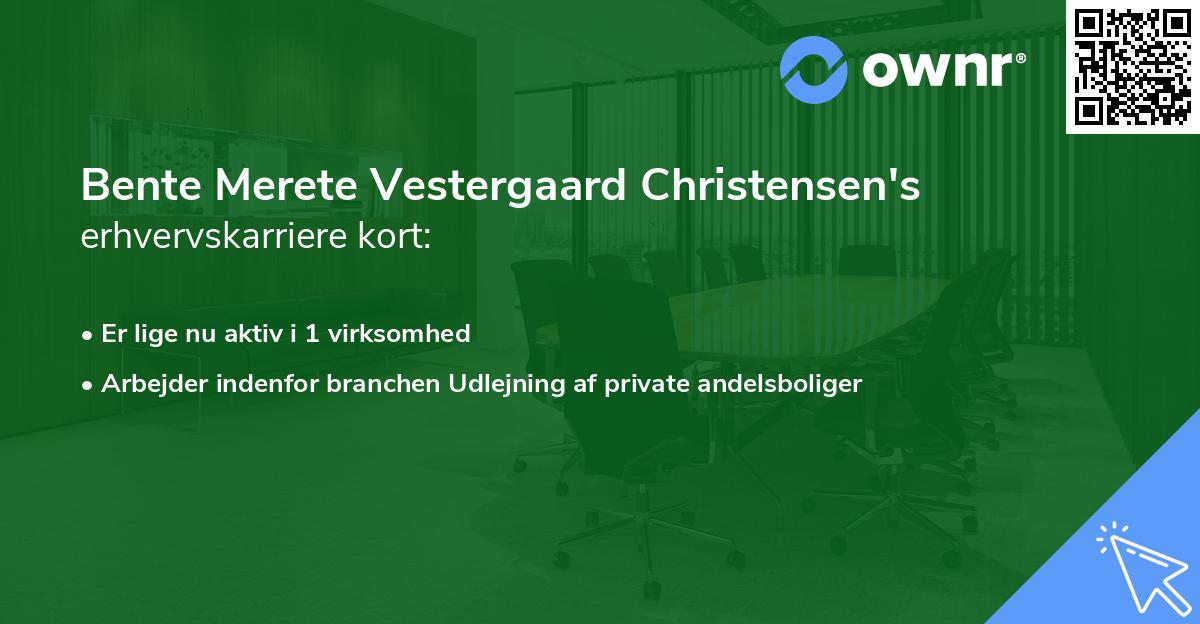 Bente Merete Vestergaard Christensen's erhvervskarriere kort