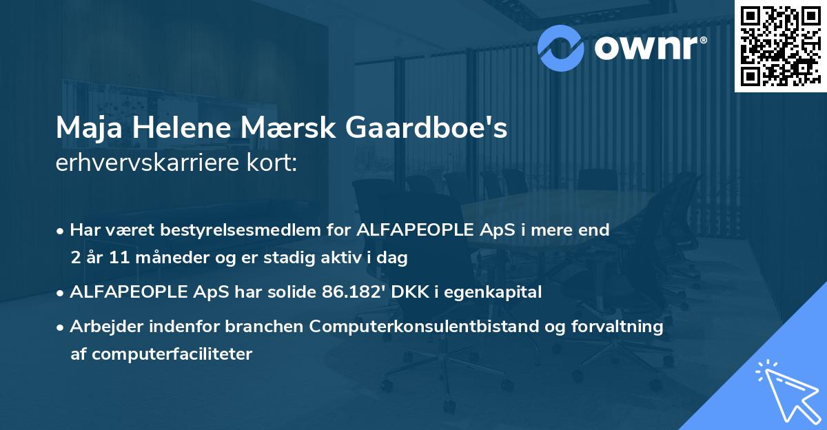 Maja Helene Mærsk Gaardboe's erhvervskarriere kort
