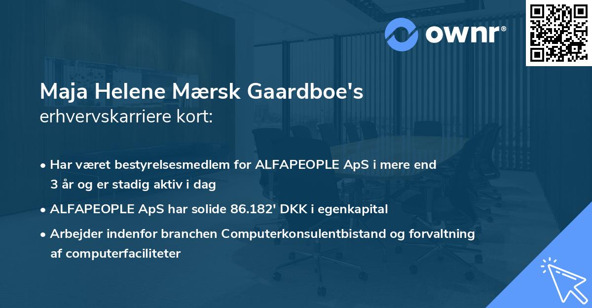 Maja Helene Mærsk Gaardboe's erhvervskarriere kort