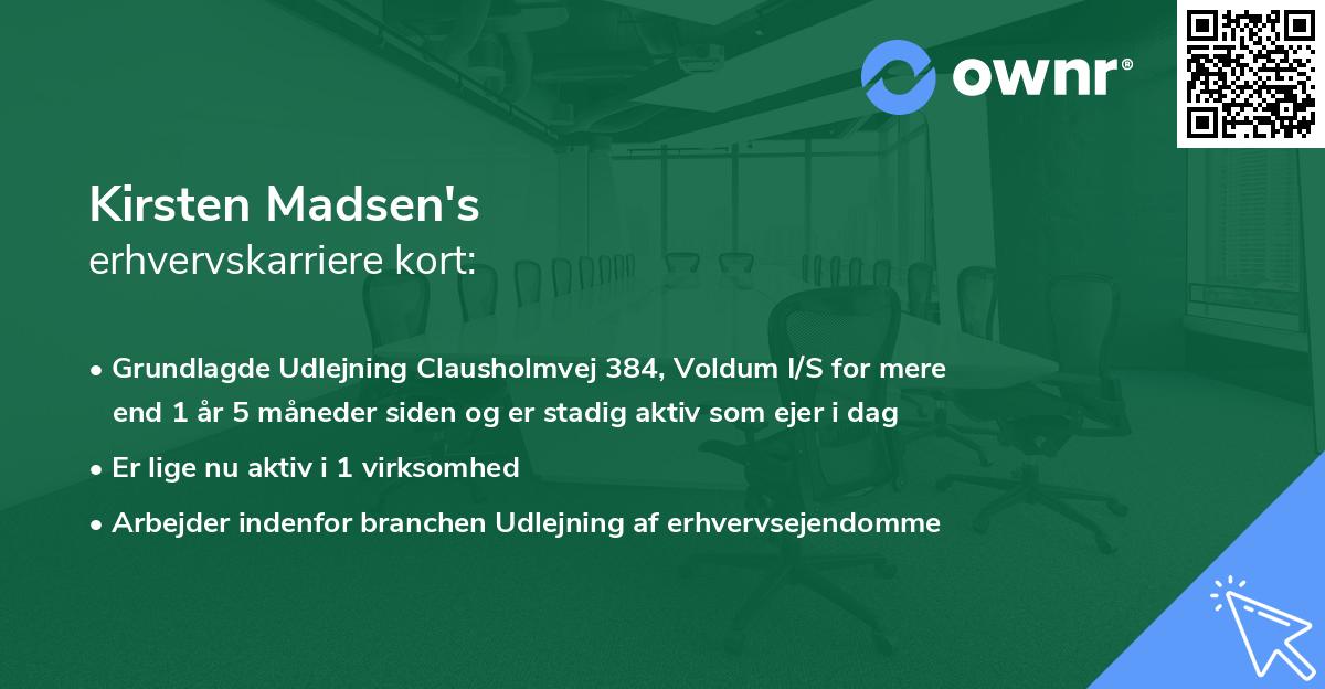 Kirsten Madsen's erhvervskarriere kort