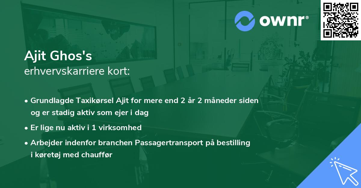 Ajit Ghos's erhvervskarriere kort