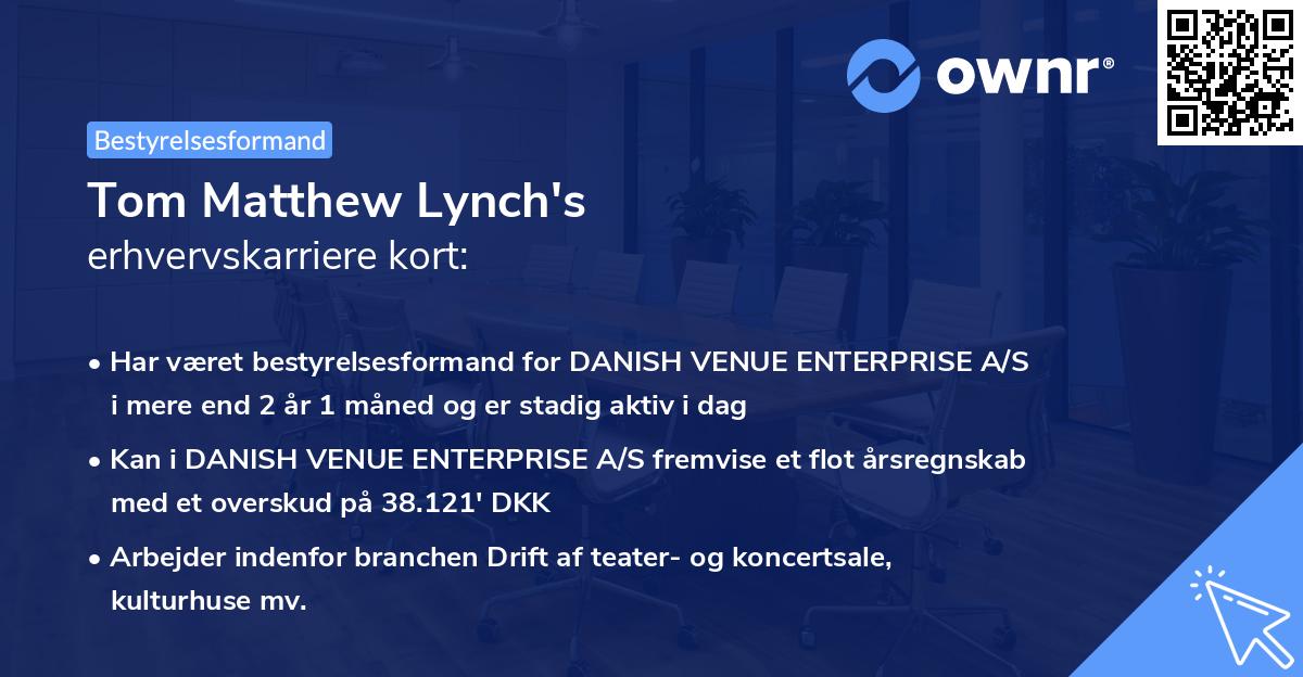 Tom Matthew Lynch's erhvervskarriere kort