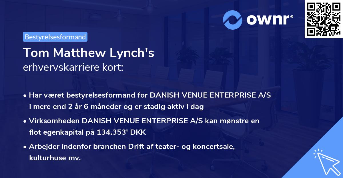 Tom Matthew Lynch's erhvervskarriere kort