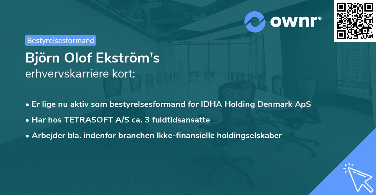 Björn Olof Ekström's erhvervskarriere kort