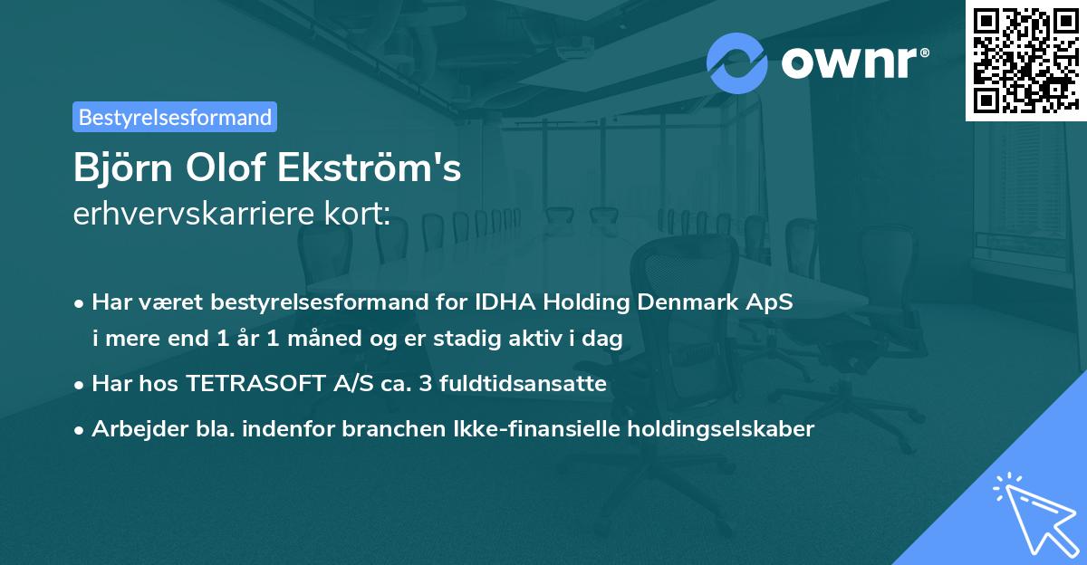 Björn Olof Ekström's erhvervskarriere kort