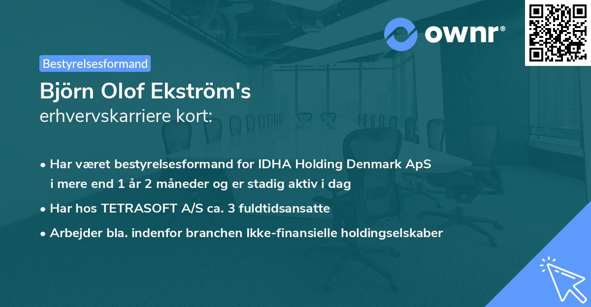 Björn Olof Ekström's erhvervskarriere kort