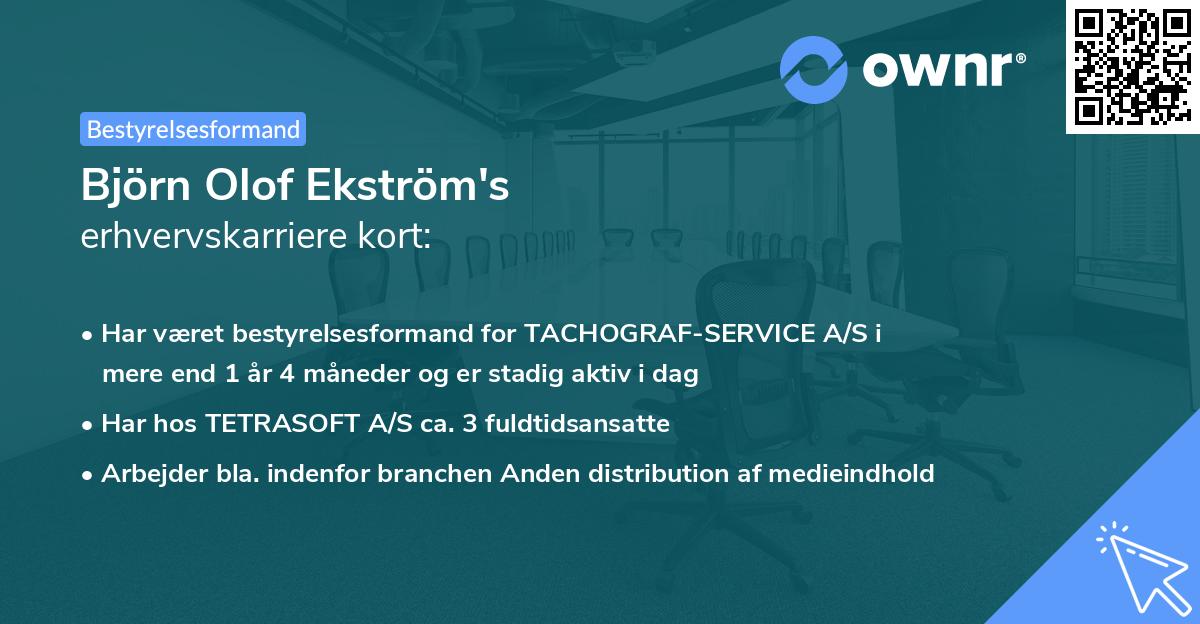 Björn Olof Ekström's erhvervskarriere kort