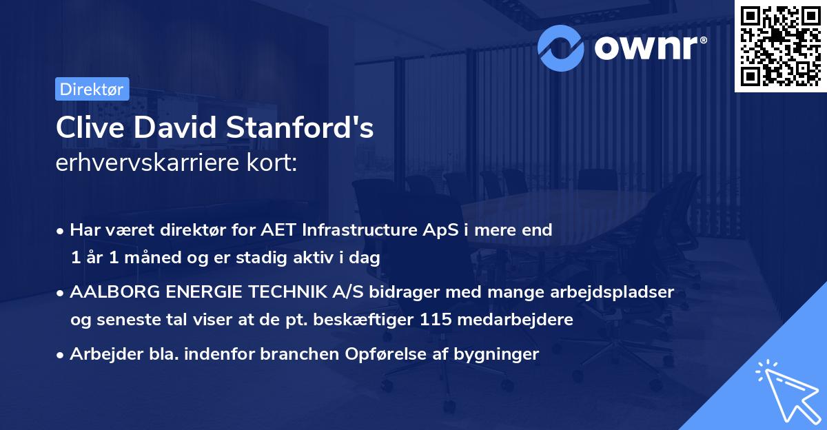 Clive David Stanford's erhvervskarriere kort