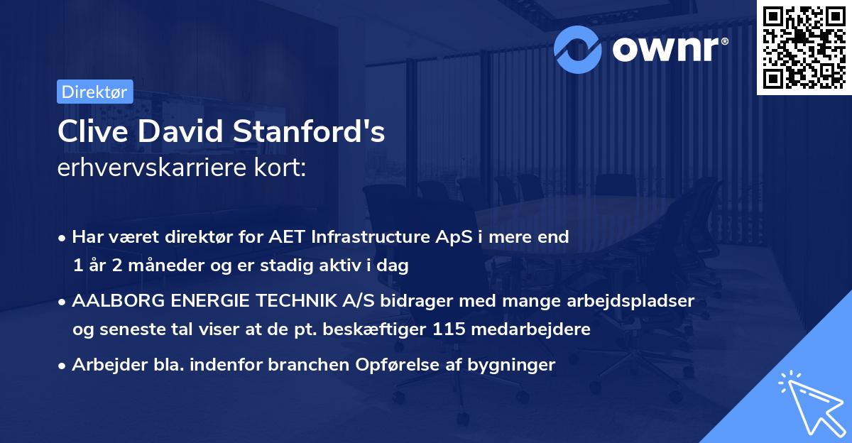 Clive David Stanford's erhvervskarriere kort
