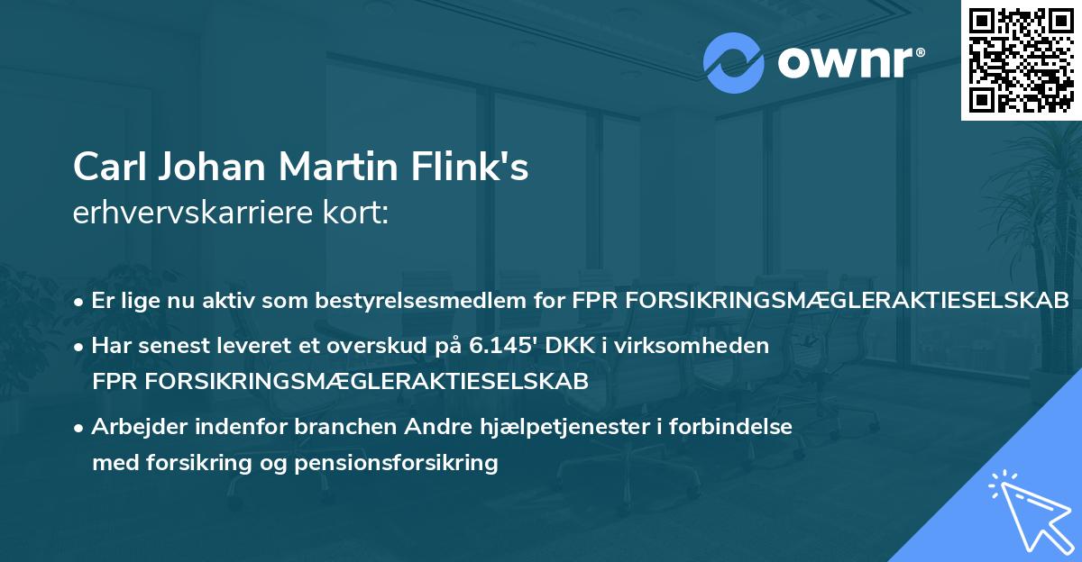 Carl Johan Martin Flink's erhvervskarriere kort