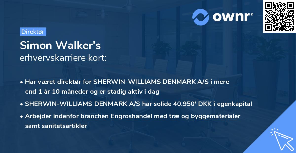 Simon Walker's erhvervskarriere kort